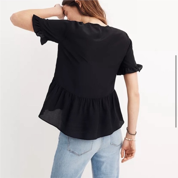 Madewell Silk Studio Ruffle-Hem Top - Picture 2 of 4